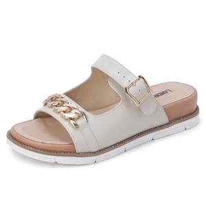 금강제화 랜드로바 샌들 LANSAC3025WK9 여성 체인 장식 캐주얼 가죽 샌들 4cm