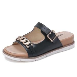 금강제화 랜드로바 샌들 LANSAC3025WK6 여성 체인 장식 캐주얼 가죽 샌들 4cm