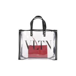 발렌티노 락스터드 VLTN 플렉시 라지 쇼퍼백 트랜스패런트 B0D21MCE2P0