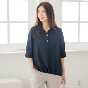 엄마옷 마담4060 브이넥 카라 데일리룩 베이린언발블라우스-ZBL2506050-