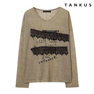 [탱커스]레이스 배색 레터링 라운드 긴팔 티셔츠 (TX2TS044L0)