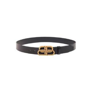 BALENCIAGA 부드러운 가죽 소재의 인터록 BB 로고 버클 블랙 벨트 Man 5703701CH041000