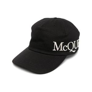 ALEXANDER MCQUEEN 로고 Alexander Mcqueen Man의 오버사이즈 블랙 저지 모자 6328964105Q1078