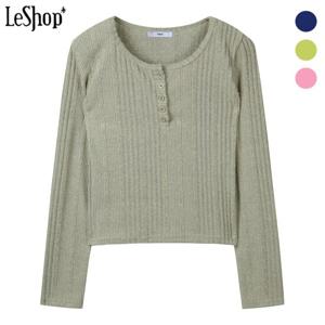 르샵  버튼 라운드넥 골지 부클 티셔츠 (BP1TS005A)