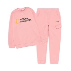 내셔널지오그래픽 키즈 K221UPB010 빅로고 맨투맨/팬츠 셋트 PINK