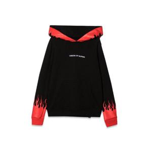 VISION OF SUPER 붉은 불꽃이 있는 검은색 후드티 VOS/KB2FLREDK_BLACK