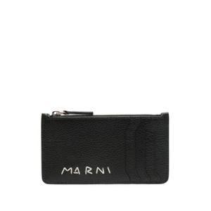 마르니 Black Logo Stitched Leather Card Holder PFMI0103U1P6533 TP717437829