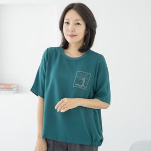엄마옷 마담4060 반팔 루즈핏 라운드넥 야자수밴딩티셔츠 냉감소재-ZTE2506047-