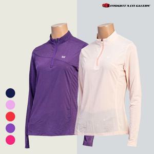 [마운틴가이드]봄 여름 등산복 단체복 쿨냉감 여성 아이스 스판 집업 티셔츠 MZW-T2302-226-1