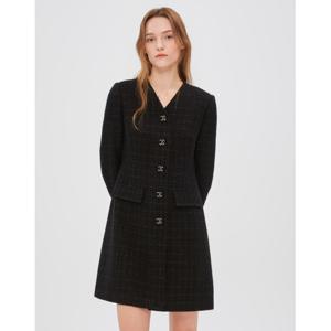 질스튜어트 뉴욕 여성 24FW 블랙 체크 울혼방 긴팔원피스 WJDR4D220BK