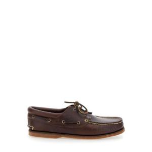 TIMBERLAND Brown Boat Loafers with Two-Tone Laces in Leather Man TB1760152141