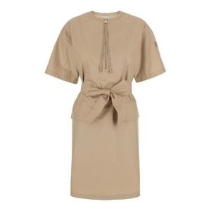 MONCLER Beige Midi Dress with Logo Patch on the Sleeve and Belt in Cotton Blend Woman 2G0001959866202