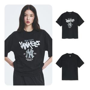 MLB 베이직 빅로고 메가 오버핏 반팔 티셔츠 뉴욕양키스 (3ATSB0553-50BKS)