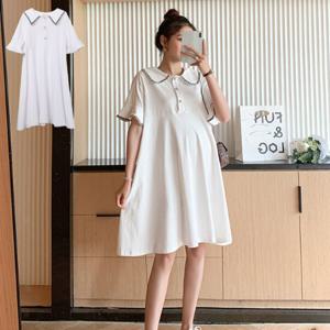 샵앤) 여성 카라넥 루즈핏 임산부 반팔 무릎 원피스 WLD-WDR-SIS869