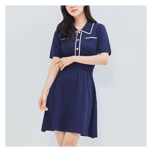 [로엠]카라배색 니트 원피스 (RMOKC24RT1-T)