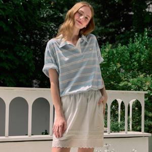 [논로컬] Riley Lace Banding Skirt - White [N25HMSK001WH]