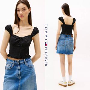 타미힐피거 DW20985-BDS 여자 팝린 Boho 크롭 블라우스 탑 티셔츠