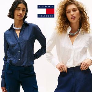 타미힐피거 TOMMY HILFIGER WW47575-C1G 여자 크링클 경량 실크 혼방 셔츠