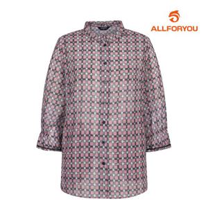 [올포유] 여성 소매 사다리테잎 체크 반넥 7부 블라우스 ALBLM3411-403