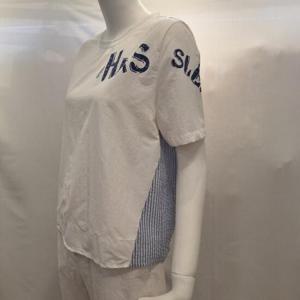 올리비아하슬러 HC04 박시핏 라운드넥 등판 스트라이프 티셔츠 OHEMTS110