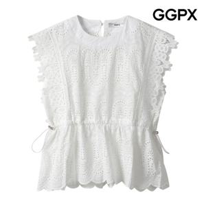 [GGPX] 사이드 스토퍼 펀칭 레이스 민소매 블라우스 (GP6SH036F)