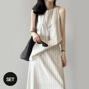 [헤레이스]린넨 스트라이프 스커트 셋업_YMSH25SS969