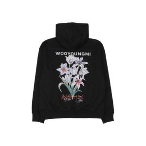 우영미 플라워 백로고 후드 티셔츠 블랙   24SS W241TS36736B