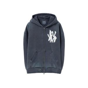 우영미 페인티드 로고 다잉 후드 집업 네이비   25SS W251TS42785N