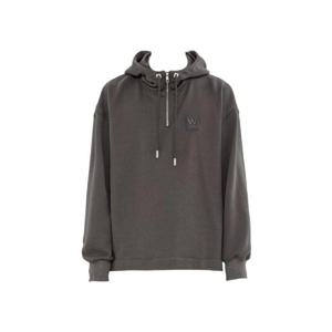 우영미 W 패치 하프 후드 집업 티셔츠 그레이   23SS W231TS33731G