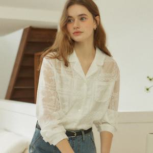 [아워호프] Atelier Lace Embroidery Shirt - White [H25SP2-SH04-WHI]