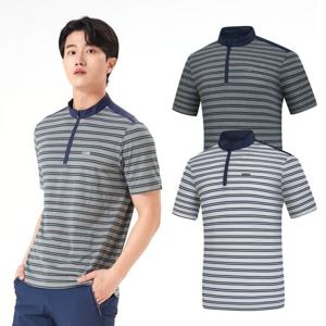 콜핑 1942TK728M 하이쿨 스트라이프 배색 남성 반팔 반집업 티셔츠