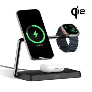 루메나 루메나 STATION PRO Qi2 3in1 맥세이프 15W 무선충전기[차콜블랙] STATION-PRO-BK
