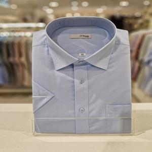 [듀퐁셔츠] 25 S/S (SE5MM12HS701SBU) 블루 기본무지 카라배색 반소매 일반핏 셔츠