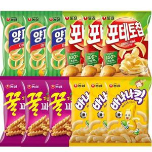 갤러리아_농심 꿀꽈배기 3봉+양파링3봉+바나나킥3봉+포테토칩3봉