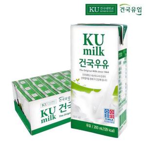 갤러리아_건국 고소한 멸균우유 200mlx24팩 어린이 시니어 간식 급식 학교