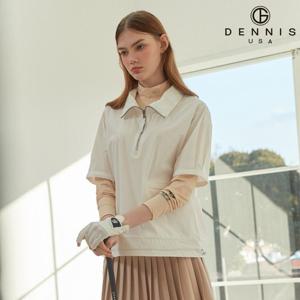 [데니스골프][DENNIS] (방송상품) 여성 에센셜 와이드넥 스트링 아노락 반팔집업_화이트_GAQSLTS985