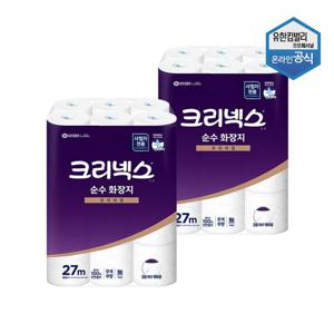 [크리넥스]크리넥스 순수 화장지 27m 24롤 x 2팩 두루마리 3겹 4518063