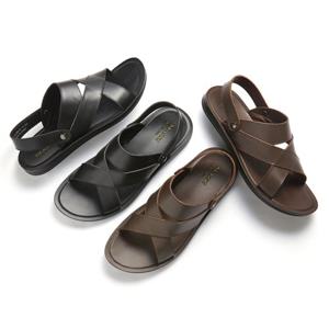 [엘칸토] 정상가129,000원 남성 소가죽 X스트랩 샌들 2.3cm LCMW69M526