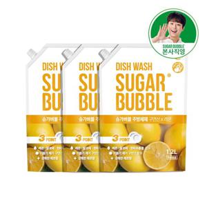슈가버블 구연산 주방세제 레몬 리필 1.2L x 3개