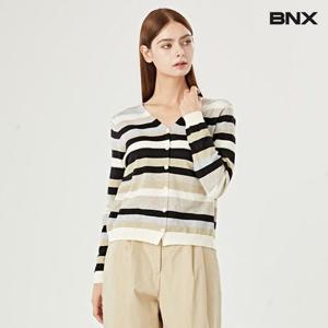 [비엔엑스]컬러 스트라이프 루즈핏 데일리 니트 가디건 (BW3CD013L0)