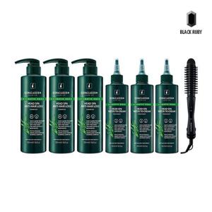 [기타 (뷰티)]더마클라센 헤드스파 탈모케어 샴푸 500ml x3 + 트리트먼트 250ml x3 + 헤어 롤 고데기
