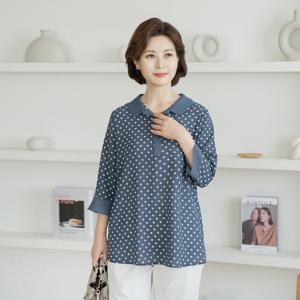 엄마옷 마담4060 도트카라블라우스-QBL2504065-