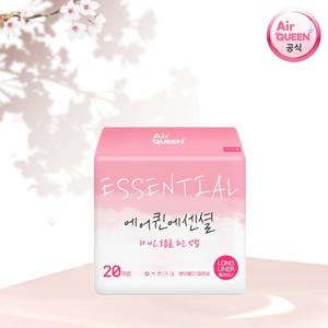 에어퀸 에센셜 순면 생리대 롱라이너 80P (4팩)