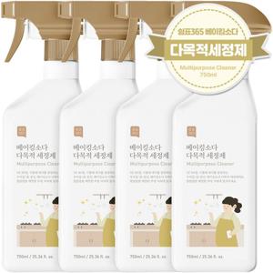 [2+2]쉼표365 베이킹소다 다목적세정제 750ml 대용량 클리너 주방 욕실 베란다 가스렌지 후드 청소 기름때