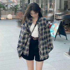 [무드무드] 브루드 카라 체크 셔츠