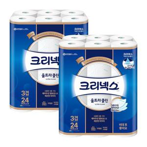 [크리넥스]크리넥스 화장지 3겹 울트라클린 25m 24롤 2팩