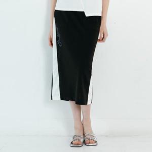 [막스까르띠지오]배색 포인트 밴딩 롱 스커트