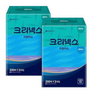 [유한킴벌리]크리넥스 미용 클래식 2겹 각티슈 200매 6각