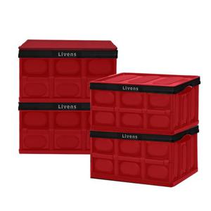 자우버탁 다용도 폴딩 리빙박스(56L 대형/레드) 4P