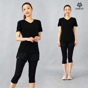 [스타캣]요가복상의 여성운동복  슬림롱브이넥반팔 SC TS04 P7